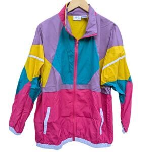 FG Creations Retro 80s Windbreaker Ski Jacket Barbie Bright Kidcore Waterproof S